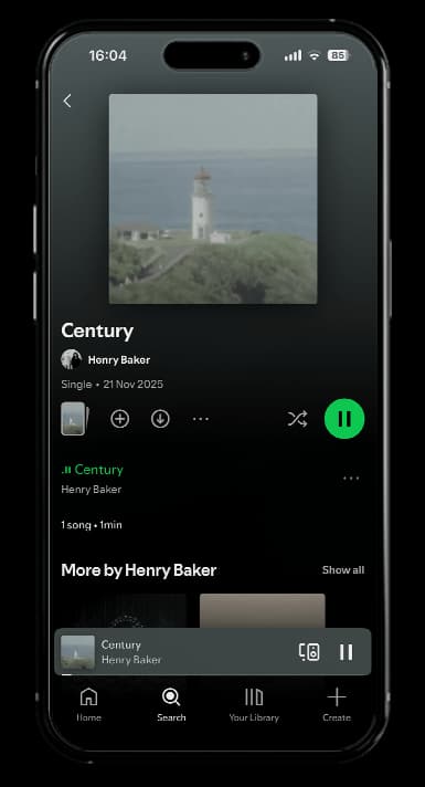 Century Spotify mockup placeholder