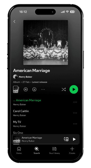 American Marriage Spotify mockup placeholder
