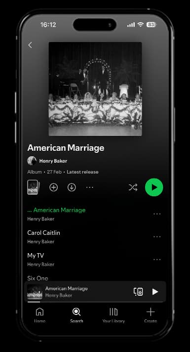 American Marriage Spotify mockup placeholder