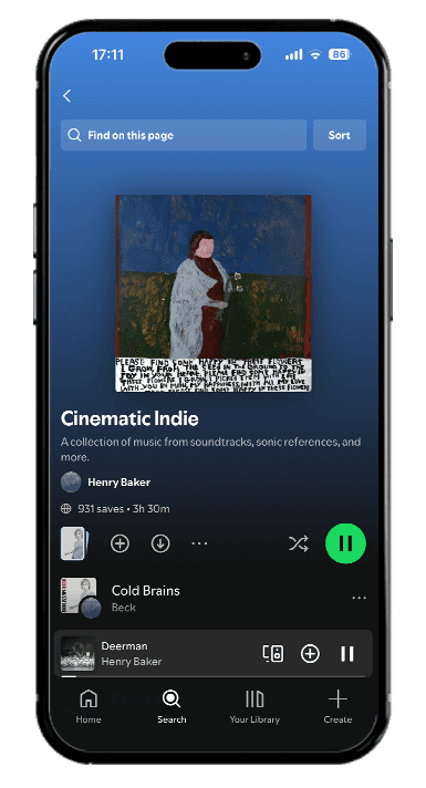 Cinematic Indie playlist mockup placeholder